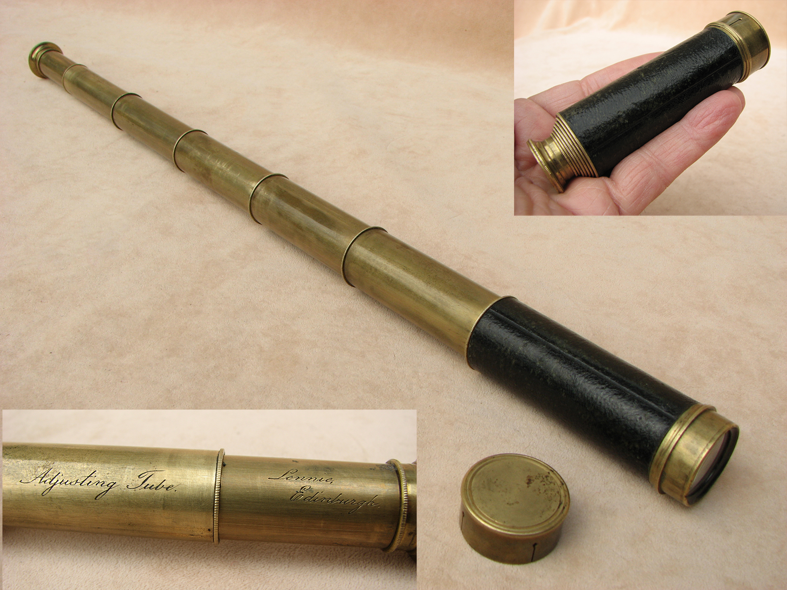 19th century 6 draw pocket telescope signed Lennie Edinburgh